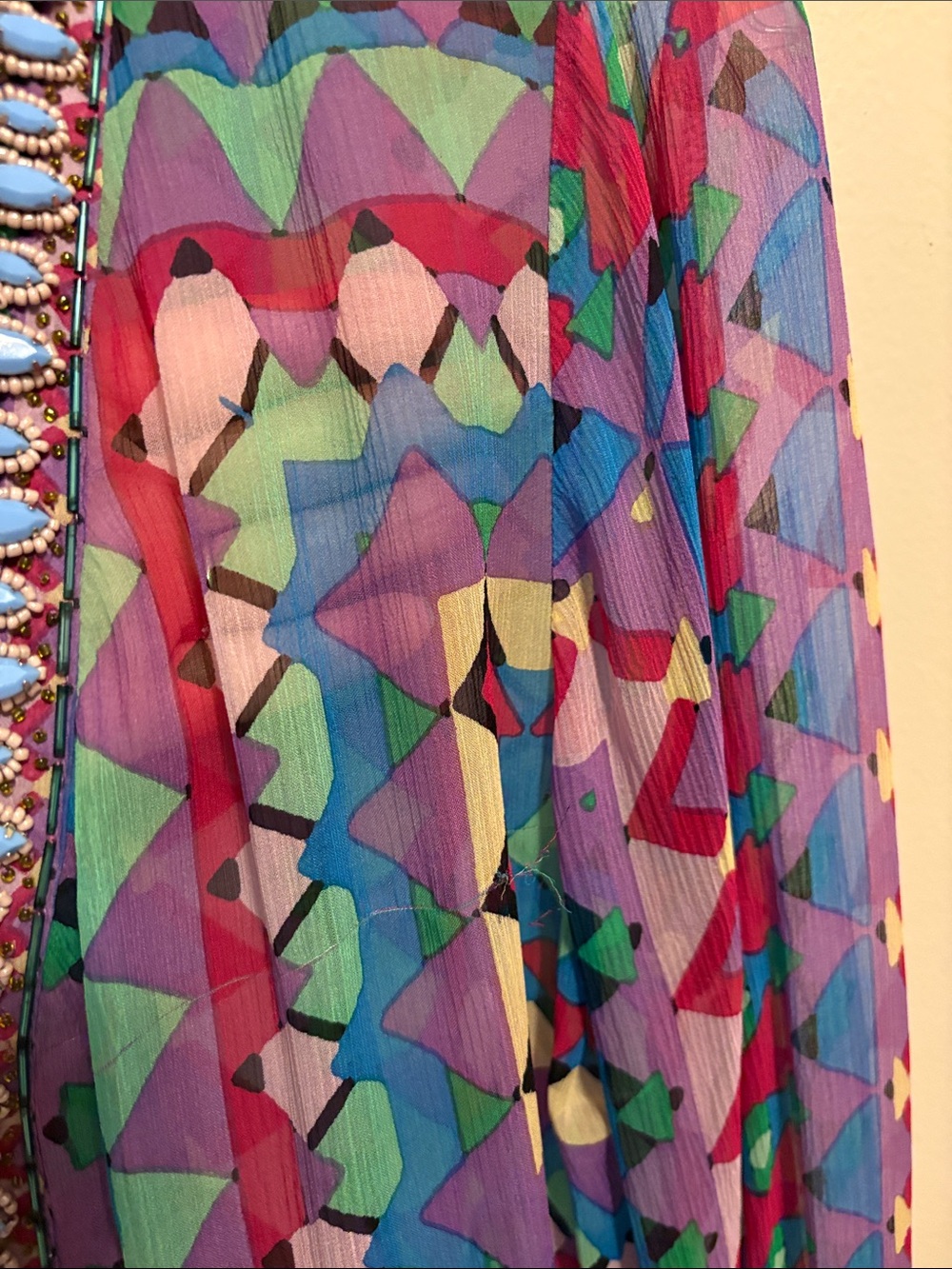 Hale Bob Purple Multi Geometric Sheer Silk Tunic/Coverup - Picture 10 of 12